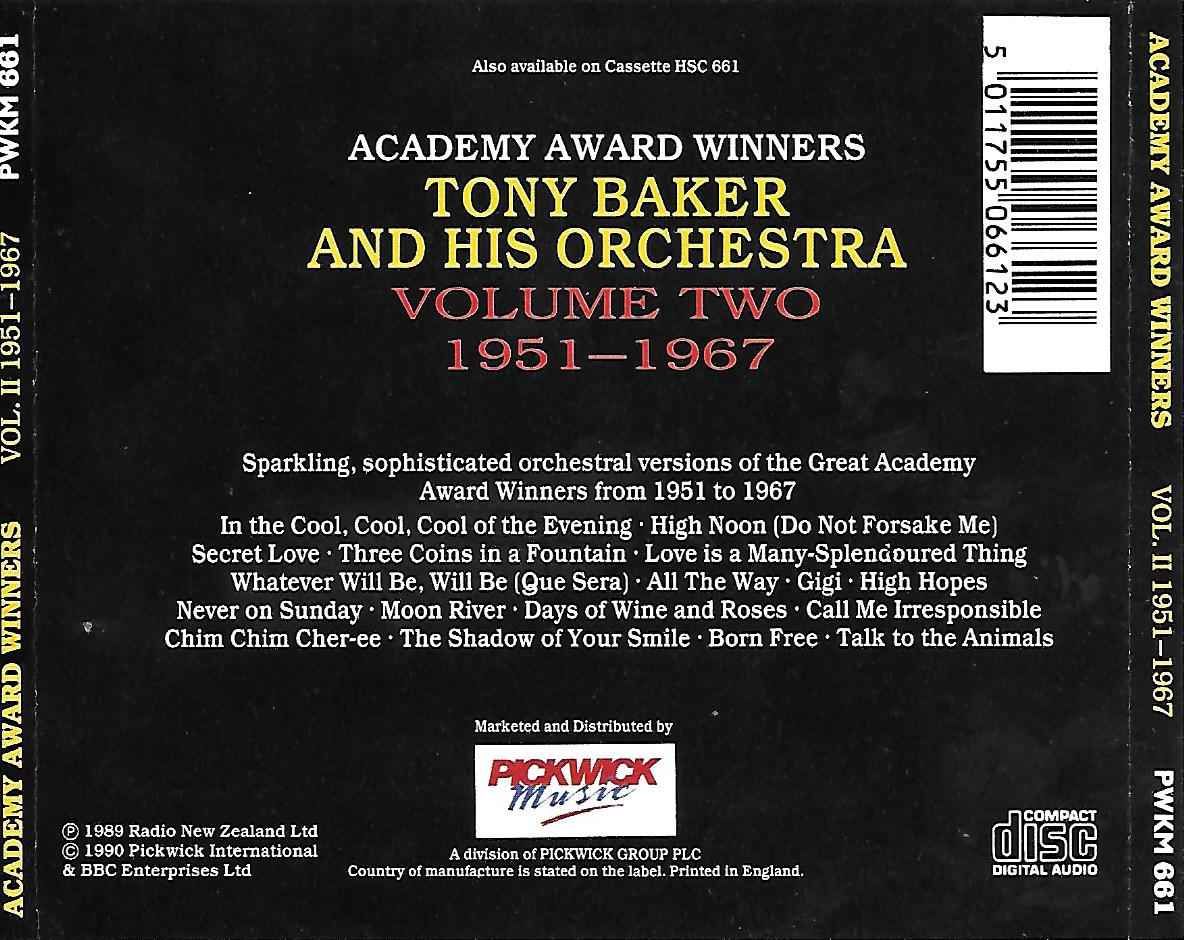 Picture of PWKM 661 Academy award winners, volume two 1951 - 1967 by artist Tony Baker and his orchestra from the BBC records and Tapes library